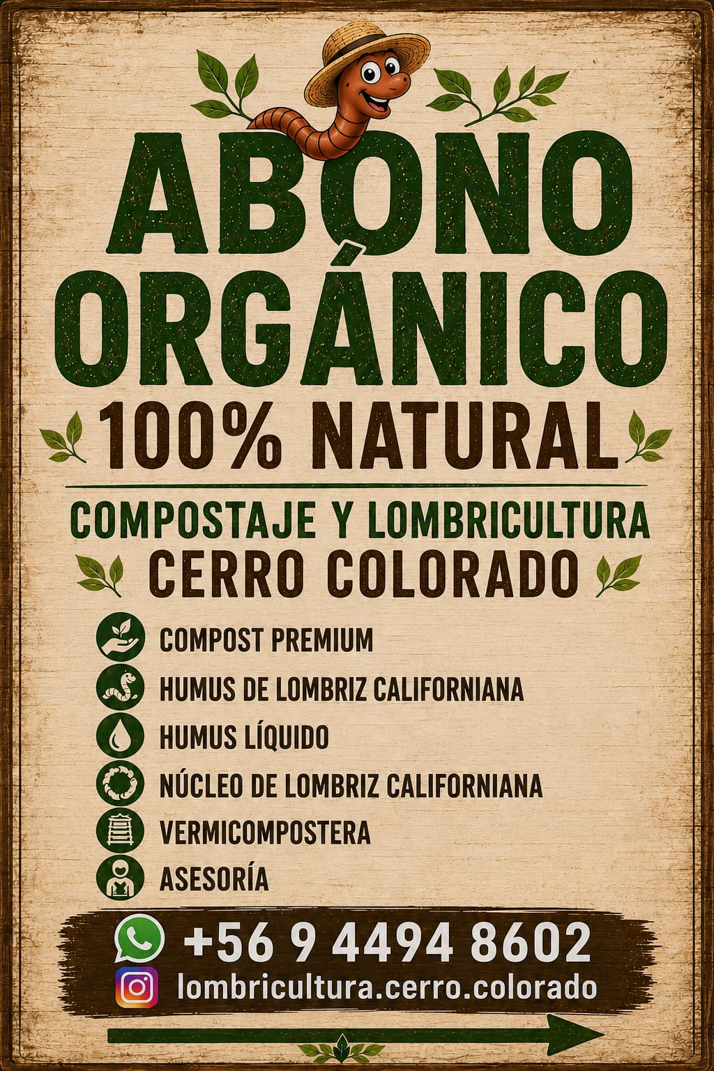 Afiche de abono orgánico 100% natural de Tierra Vida